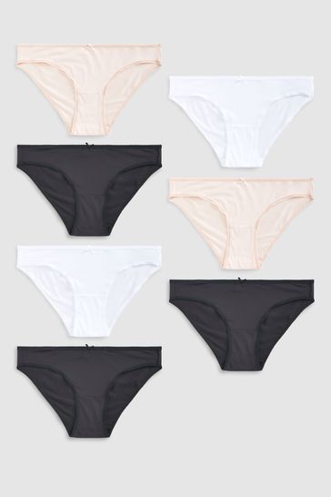 Black/White/Nude Bikini Microfibre Knickers 7 Pack