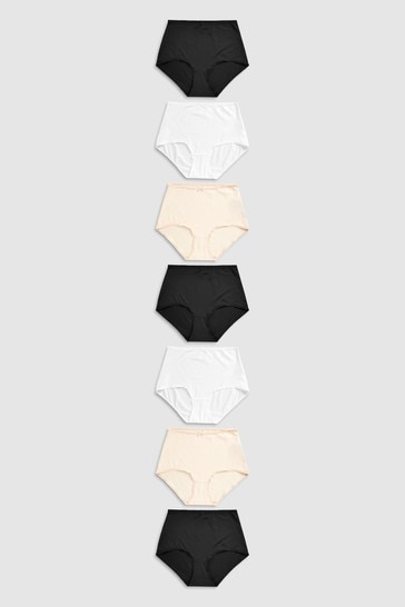 Black/White/Nude Full Brief Microfibre Knickers 7 Pack