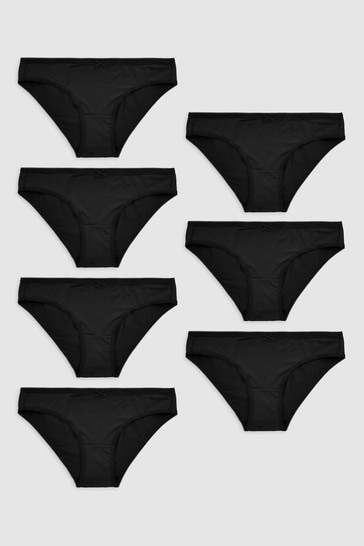 Black Bikini Microfibre Knickers 7 Pack