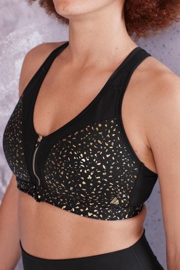 Buy Black Next Active Sports High Impact Zip Front Bra from Next Luxembourg