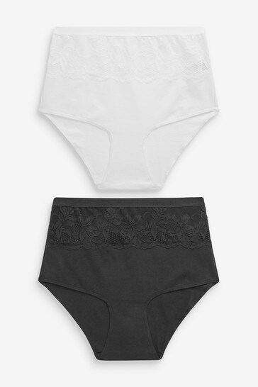 Black/White Cotton Tummy Control Shaping High Waist Knickers 2 Pack