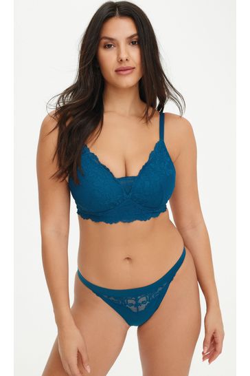 Teal Blue Lace DD+ Light pad Non Wire Lounge Bra
