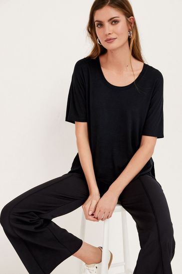 Buy Black Premium Scoop Longline T Shirt from Next Ireland