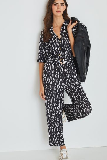 Next black and white jumpsuit discount