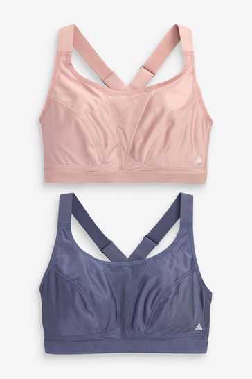 Blue/Pink Next Active Sports High Impact Crop Tops 2 Pack