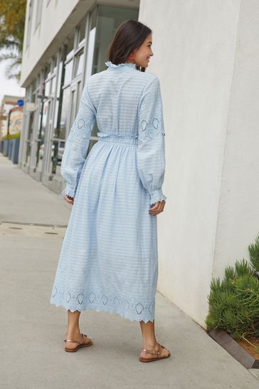 Long sleeve pale blue dress sale