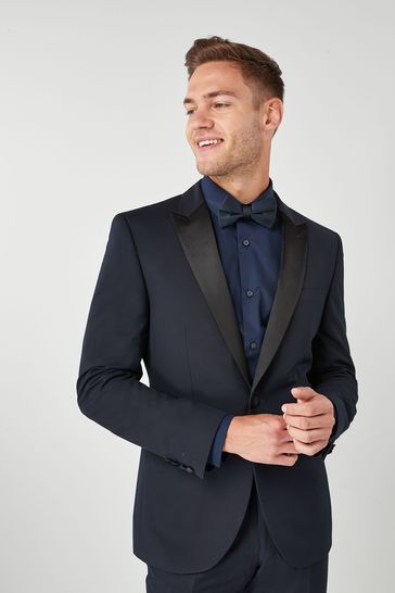 Navy Blue Slim Fit Tuxedo Suit: Jacket