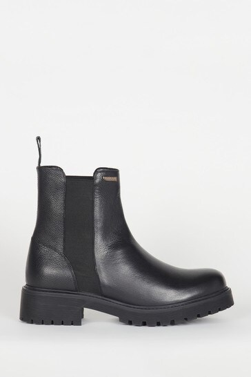 Barbour® International Exclusive Black Leather Chunky Chelsea Boots
