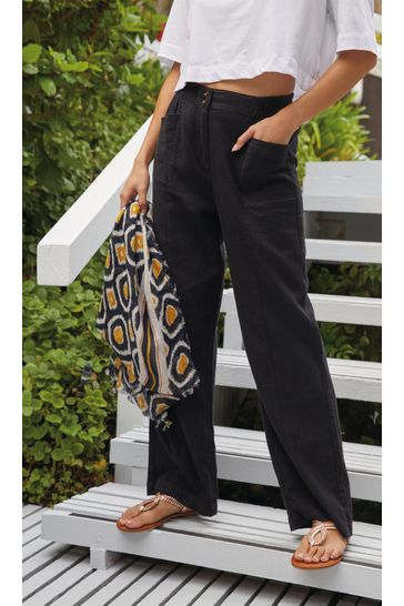 Black linen on sale pants wide leg