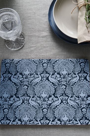Set of 4 Blue Peacock Placemats