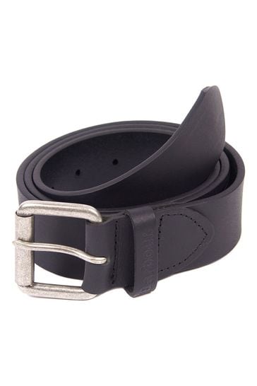 Barbour® Black Matt Leather Belt
