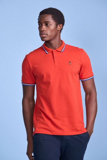 Orange Tipped Regular Fit Pique Polo Shirt