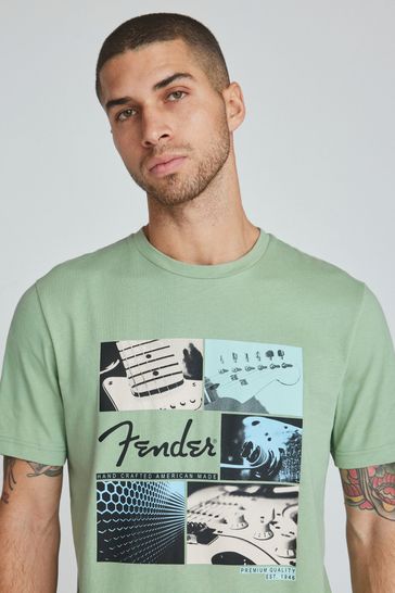 Sage Green Fender Regular Fit License T-Shirt
