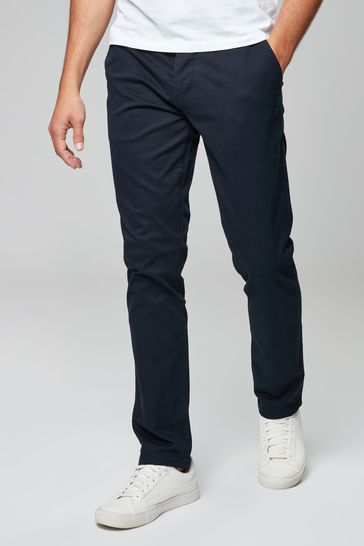 Navy Blue Slim Fit Stretch Chino Trousers