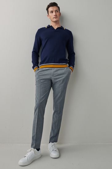 Blue sweater grey pants cheap