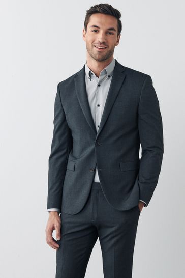 Grey Skinny Fit Motion Flex Suit: Jacket