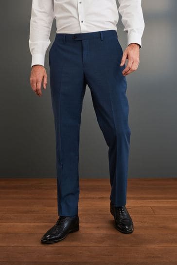 Blue Slim Fit Signature Tollegno Wool Suit: Trousers