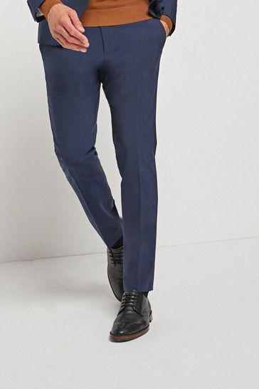 Blue Skinny Fit Signature Tollegno Motionflex Stretch Wool  Suit: Trousers