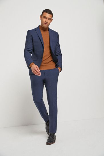 Bright Blue Skinny Fit Signature Motionflex Suit: Jacket