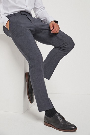 Navy Blue Slim Fit Signature Motionflex Suit: Trousers