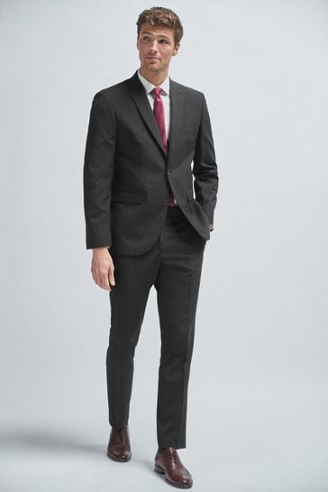 Strukturierter Anzug in Tailored Fit aus Wollmischung, Schwarz: Sakko