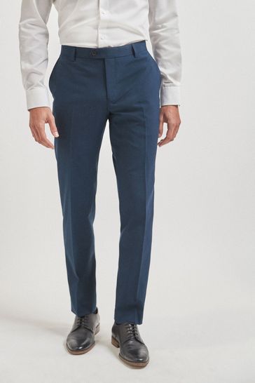 Strukturierter Anzug in Tailored Fit aus Wollmischung: Hose, Leuchtend Blau