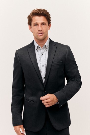 Buy Black Slim Fit Motion Flex Jersey Blazer from Next Luxembourg
