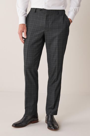 Karierter Tailored Fit-Anzug, Grau: Hose
