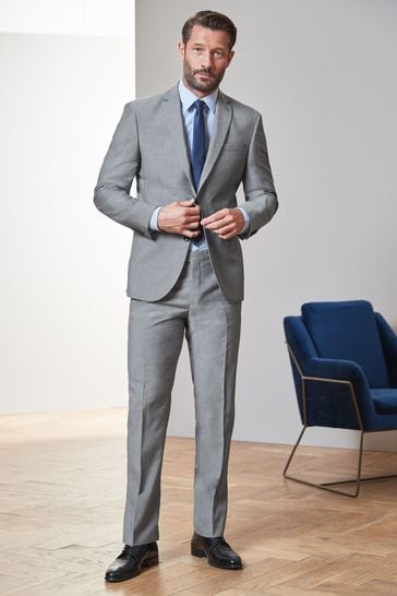 Light Grey Regular Fit Signature Tollegno Fabric Suit: Jacket