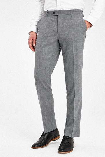 Strukturierter Anzug in Tailored Fit aus Wollmischung, Hellgrau: Hose