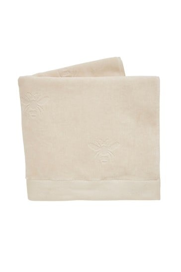 Joules Cream Cotton Botanical Bee Semi Plain Towel