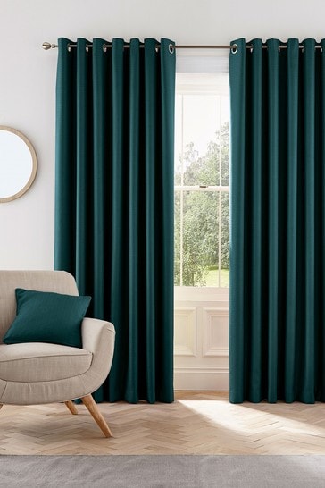 Helena Springfield Teal Green Eden Lined Eyelet Curtains