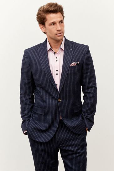Buy Blue Stripe Slim Fit Suit Jacket from Next Luxembourg
