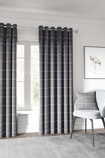 Helena Springfield Grey Harper Curtains From The Next Uk Helena Springfield Grey Harper Curtains, Grey And Cream Checked Curtains