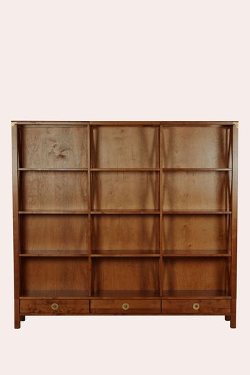 Balmoral Dark Chestnut 3 Drawer Triple Bookcase