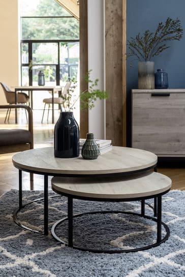 Grey Bronx Nest of 2, Round Coffee Table