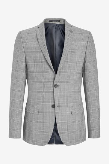 Ted Baker Lt Grey Tonal Check Slim Fit Jacket