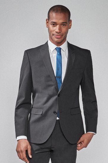 Charcoal Grey Slim Fit Two Button Suit: Jacket