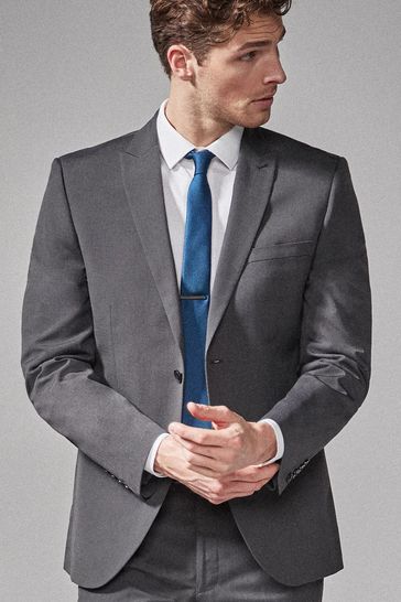 Charcoal Grey Tailored Fit Two Button Suit: Jacket