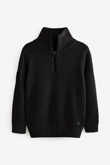 Black Next Chunky High Neck Zip Jumper (3-16yrs)