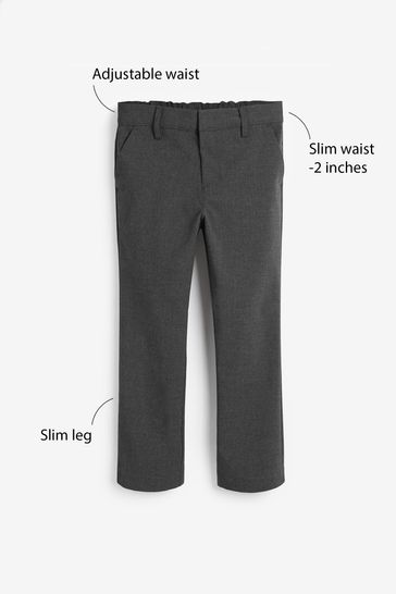 Grey Slim Waist School Formal Stretch Skinny Trousers (3-17yrs)