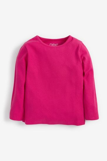 Hot Pink T-Shirt Long Sleeve Rib T-Shirt (3mths-8yrs)
