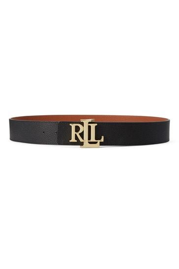 Lauren Ralph Lauren Monogram Logo Leather Waist Belt