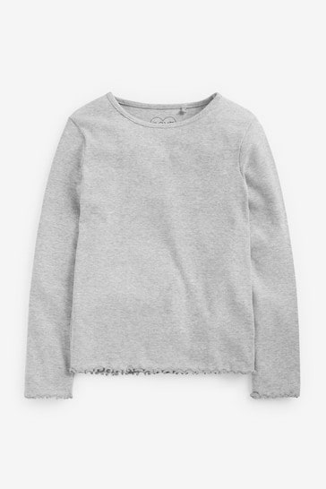 Grey T-Shirt Cotton Rich Long Sleeve Rib T-Shirt (3mths-7yrs)