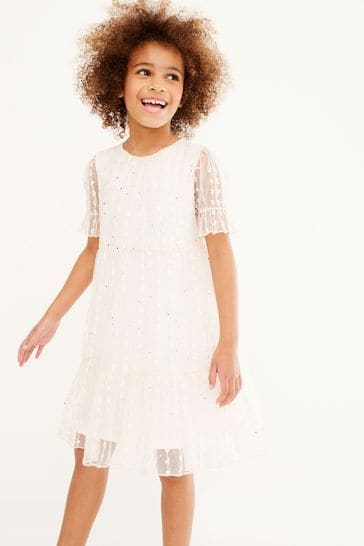 Ivory White Tiered Tulle Dress (3-16yrs)