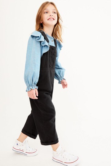 Black Denim Relaxed Dungarees (3-16yrs)