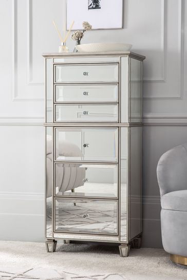 Mirror Fleur Tall Chest Of Drawers, Tall Mirrored Dressers