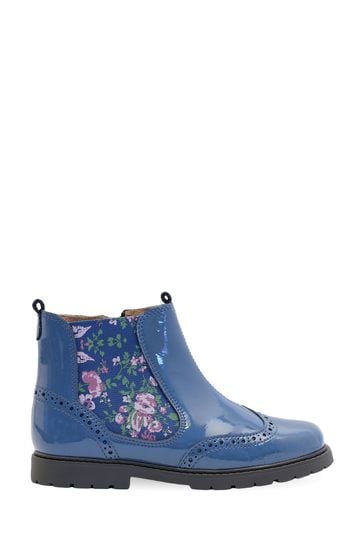 Start-Rite Chelsea Blue Patent Leather Zip-up Boots