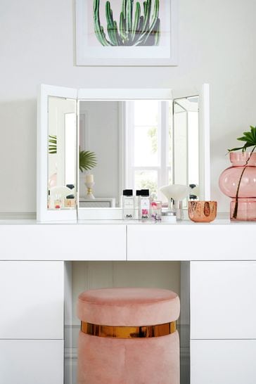 White Sloane Glass Rectangular Dressing Table Mirror