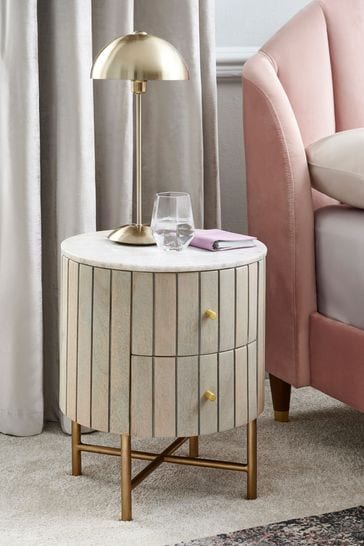 Piano Light Luxe 2 Drawer Bedside, Round Bedside Table With Drawer Uk